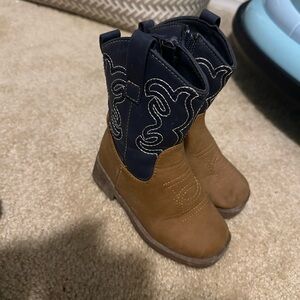 Kids Brown and Blue Cowboy Boots